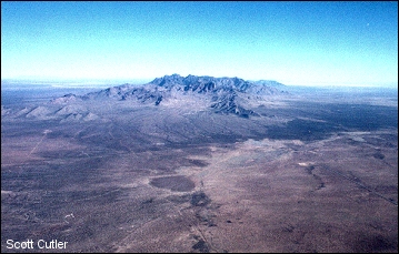Aerial view of the Organ Mountains, NM