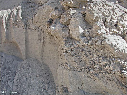 sandpit wall showing cut and fill structure