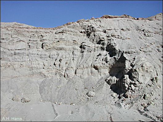 sandpit wall showing stratigraphy