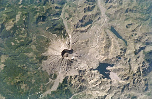 Satellite view of Mount St. Helens
