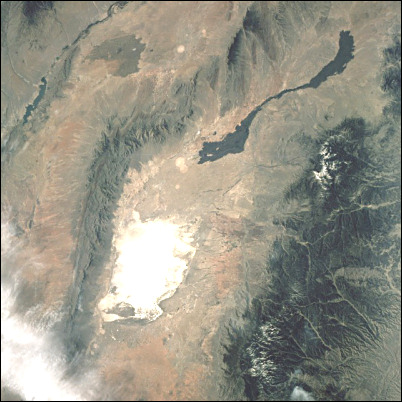 White Sands, Carrizozo Lava Flows, and Tularosa Bolson from space