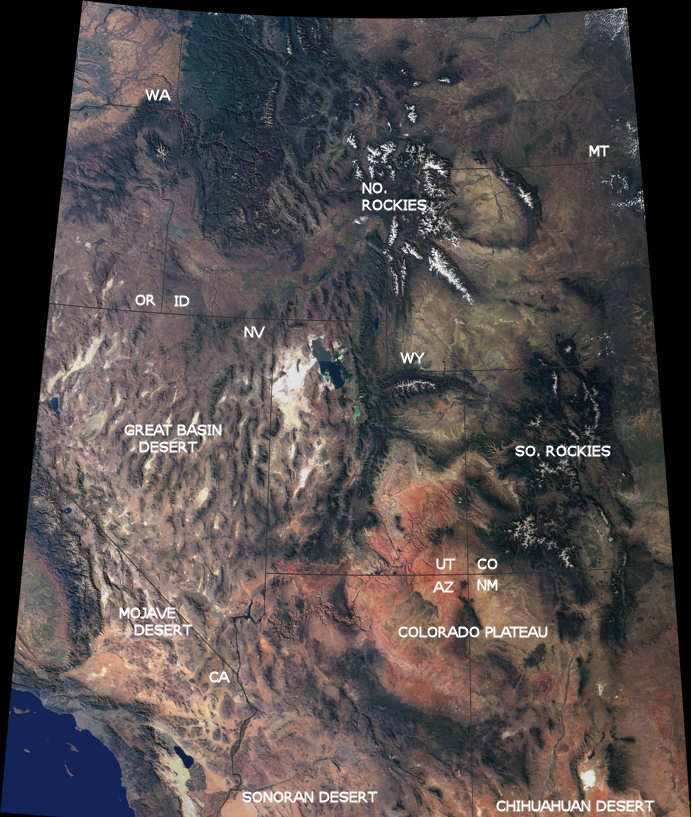 western N.A. from space with labels