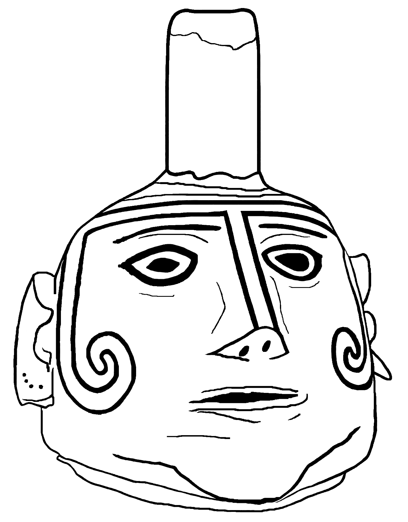 Coloring page: Casas Grandes human-head pot
