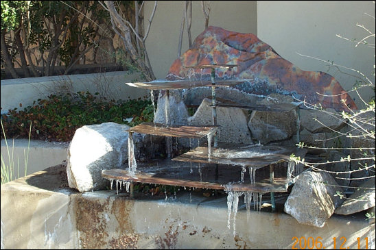 Sensory Garden fountain in winter