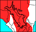 distribution map of Townsend's Big-eared bat