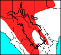 distribution map of Myotis ciliolabrum