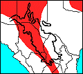 distribution map of Myotis californicus