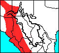 Regional distribution map of Sceloporus clarkii