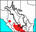 Regional distribution map of Thamnophis melanogaster