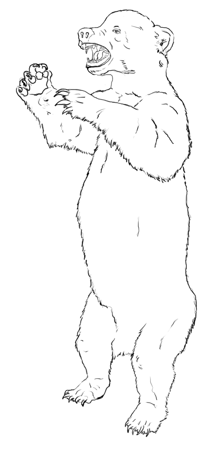 coloring page of a standing Grizzly Bear