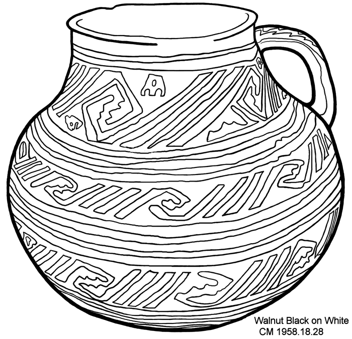Coloring page: Walnut Black on White pot